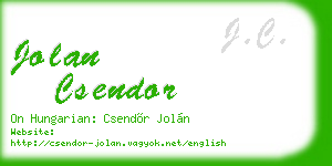 jolan csendor business card
